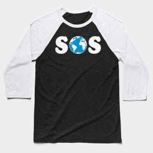 SOS – Earth Overshoot Day / Climate Change (White / 2C) Baseball T-Shirt